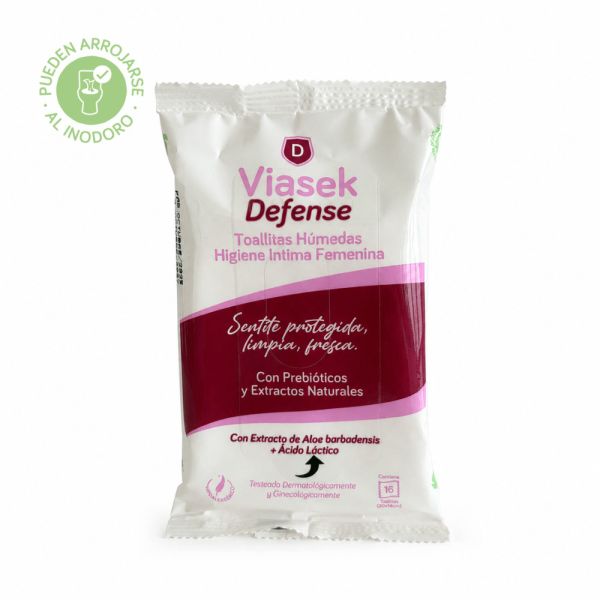 Viasek Defense Toallitas Húmedas Higiene Intima Candidiasis pack x