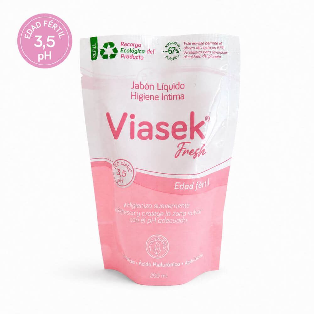 Viasek Fresh Jabón Líquido pH 3,5 Edad Fértil Refill x200ml