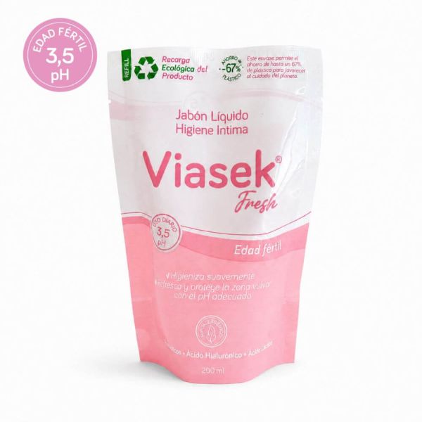 Viasek Fresh Jabón Líquido pH 3,5 Edad Fértil Refill x200ml