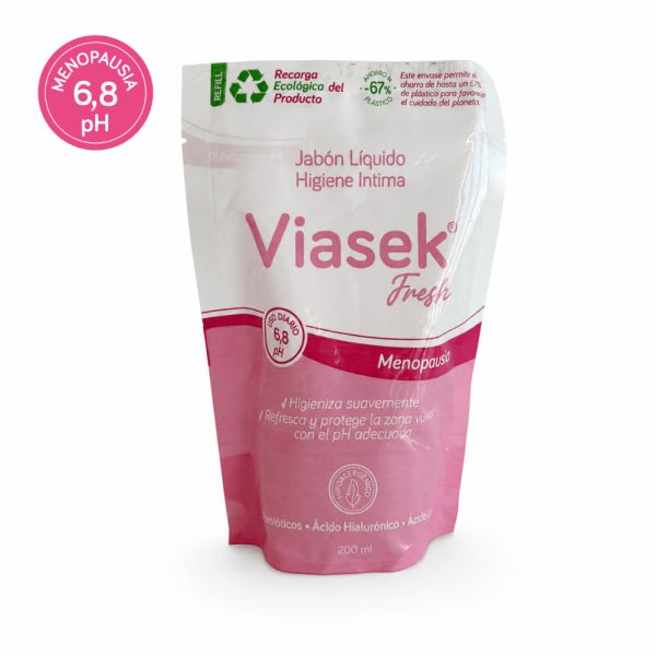 Viasek Fresh Jabón Líquido pH 6,8 Menopausia Refill x200ml