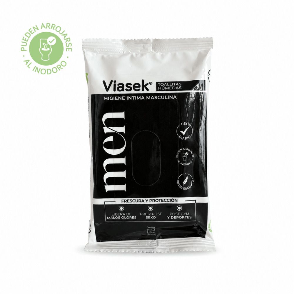 Viasek Men Toallitas Húmedas Higiene Intima Masculina pack x16