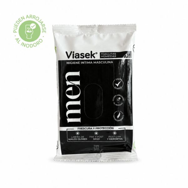 Viasek Men Toallitas Húmedas Higiene Intima Masculina pack x16