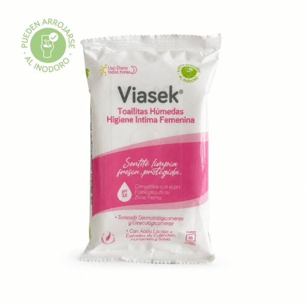 Viasek Toallitas Húmedas Higiene Intima Femenina pack x16
